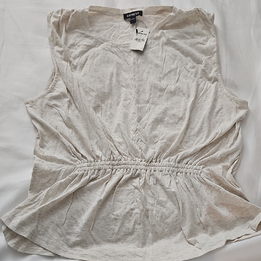 Express Women's Cream Sleeveless Top